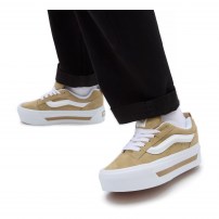Кеды Vans Knu Skool Max Stackform бежевые с горчичной полоской на платформе фото