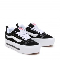 Кеды Vans Knu Skool Max Stackform черные на белой платформе с черной полосой фото