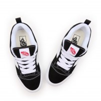 Кеды Vans Knu Skool Max Stackform черные на белой платформе с черной полосой фото