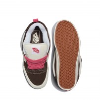 Кеды Vans Knu Skool шоколадно-коричневые с розовыми шнурками фото