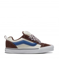 Кеды Vans Knu Skool Mega Check темно-коричневые с синей полоской и шахматными шнурками