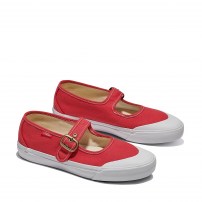 Балетки-кеды Vans Mary Jane красные с золотой пряжкой фото