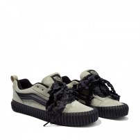 Кеды Vans Knu Skool Creeper серые с рюшами-шнурками на черной creeper-подошве фото