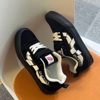 Кеды Vans Knu Skool черные с полосатым принтом Sequence и черной подошвой фото