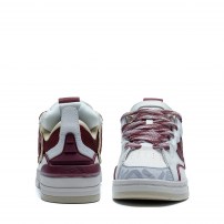 Кеды Li-Ning Golden Burgundy белые с бордовыми вставками и текстурой под змею фото