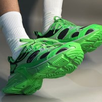 Кроссовки Li-Ning Y2K Meadow Green ярко-зеленые с черной сеткой и серебром фото