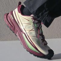 Кроссовки Li-Ning CF SE кремово-фиолетовые с зеленым акцентом фото
