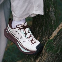 Кроссовки Li-Ning CF SE кремово-фиолетовые с зеленым акцентом фото