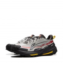 Кроссовки Li-Ning CF Yijie 2.0 серые с красным гранж-принтом и желтой подошвой фото