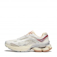 Кроссовки Li-Ning Renew серо-бежевые с красными акцентами ретро фото