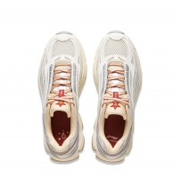 Кроссовки Li-Ning Renew серо-бежевые с красными акцентами ретро фото