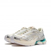 Кроссовки Li-Ning Renew кремово-серебряные с голубыми акцентами ретро фото