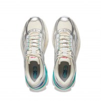Кроссовки Li-Ning Renew кремово-серебряные с голубыми акцентами ретро фото