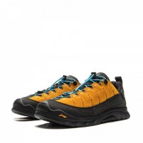 Кроссовки Li-Ning SE Hexloc горчично-желтые замшевые с бирюзовым фиксирующим шнуром фото