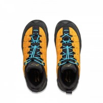 Кроссовки Li-Ning SE Hexloc горчично-желтые замшевые с бирюзовым фиксирующим шнуром фото