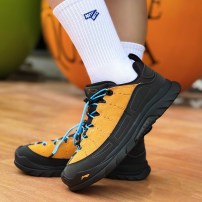 Кроссовки Li-Ning SE Hexloc горчично-желтые замшевые с бирюзовым фиксирующим шнуром фото