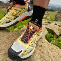 Кроссовки треккинговые Li-Ning Yijie 2.0 V2 желто-лаймовые с ярко-оранжевым воротником и шнуром фото
