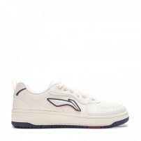 Кроссовки Li-Ning Soft молочно-белые с двухцветным контурным логотипом и темно-синей подошвой
