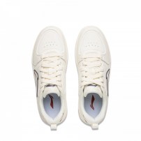 Кроссовки Li-Ning Soft молочно-белые с двухцветным контурным логотипом и темно-синей подошвой фото