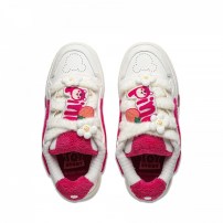 Кеды Li-Ning Zhengcheng V2 белые с ярко-розовыми плюшевыми вставками и значком клубники фото