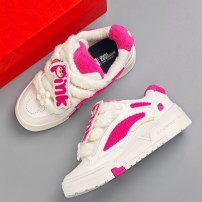 Кеды Li-Ning Zhengcheng V2 белые с ярко-розовыми плюшевыми вставками и значком клубники фото