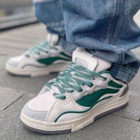 Кеды Li-Ning Golden белые с темно-зелеными замшевыми вставками и атласными зелеными шнурками фото