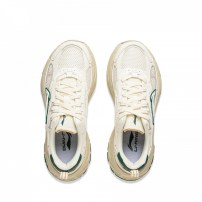 Кроссовки Li-Ning Y2K Star Tracks молочно-белые с зеленым логотипом и волнообразной биоморфной подошвой фото