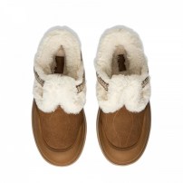 Кроссовки Li-Ning Snuggle Step карамельные слиперы с меховой отделкой и золотистой плетеной перемычкой фото