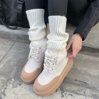 Ботинки Li-Ning Frost Walk кремово-бежевые замшевые с меховой опушкой и платформой на шнурках фото