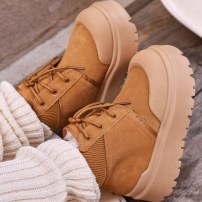 Ботинки Li-Ning Terra Grip горчично-тофи замшевые с рифленым воротником на массивной платформе фото
