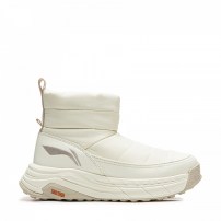 Ботинки зимние Li-Ning Ice Loc кремово-белые с пуховым голенищем и подошвой ICE ROC