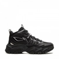 Кроссовки Li-Ning WNTR High черные хайтоп с серебристым логотипом и массивной лаговой подошвой