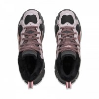 Кроссовки Li-Ning WNTR черно-пурпурные с меховым воротником и массивной лаговой подошвой фото