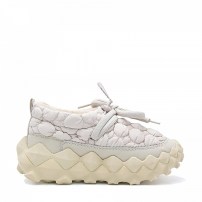 Кроссовки Li-Ning Puff Platform кремово-серые с пуховым стеганым верхом и зигзаг-подошвой