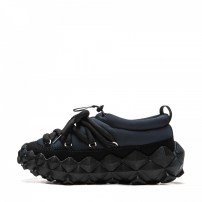 Кроссовки Li-Ning Puff Platform тотально черные с пуховым стеганым верхом и зигзаг-платформой фото