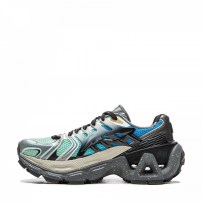 Кроссовки Li-Ning ACE 3.0 серые с черными и бирюзовыми акцентами и А-вырезами в подошве фото