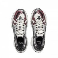 Кроссовки Li-Ning ACE 3.0 серебристо-белые с красными акцентами и А-вырезами в подошве фото
