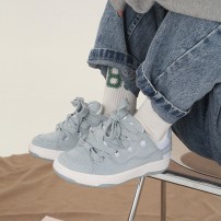 Кеды Ollie Skate Bake II ледяно-голубые замшевые с белой подошвой и широкими шнурками фото