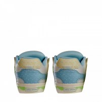 Кеды Ollie Skate Bake голубые с зелёным клевером вышивкой звёздами и широкими шнурками фото