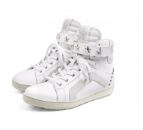 Кроссовки Cat and Sofa High Top Star белые высокие с замшевыми вставками и звездами на ремешке