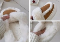 Меховые женские домашние тапочки на толстой подошве фото