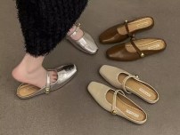 Женские ретро тапочки мюли - балетки без задника фото