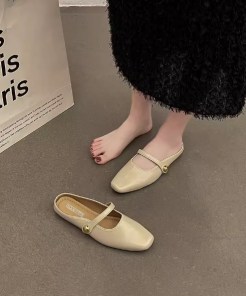 Женские ретро тапочки мюли - балетки без задника фото