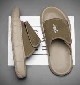 Мужские тапочки сандалии на липучке толстой подошве - нескользящие фото