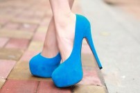 Классические замшевые женские туфли - каблук 14см фото