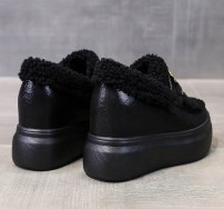 Теплые слипоны с мехом на платформе фото