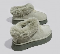 Женские зимние ботинки валенки с меховым отворотом фото