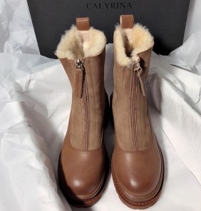 Женские высокие зимние сапоги с мехом внутри с молнией спереди фото