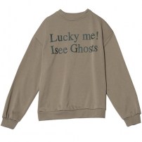 Женский хаки свитшот оверсайз с надписью Lucky me фото