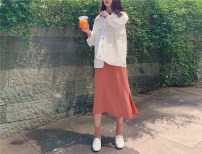 Летняя юбка удлиненная - коралловая фото